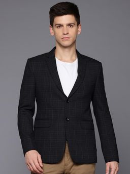 ESSAS club - Men Black Slim-Fit Checkered Blazer