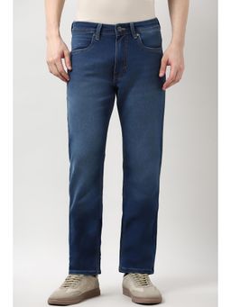 Peter England - Men Blue Mid Wash Jeans