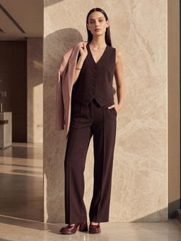 Arrow - Purple Solid/Plain V-Neck Co-ord Set