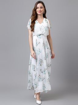 Latin Quarters - White Floral V-Neck Dress