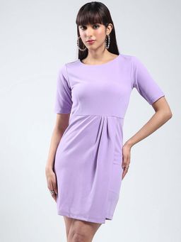 Sera - Women Lavender Polyester Solid Mini Dress