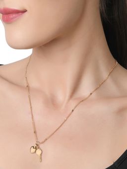 Lilly & Sparkle - Gold Toned Chain With Heart And Key Charm