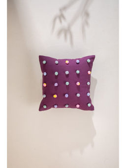 Freedom Tree - Pom Poms Cotton Grape Cushion Cover (16 x 16 inches)