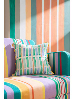 Freedom Tree - Geo Block Cotton Celadon Green Cushion Cover (18 x 18 inches)