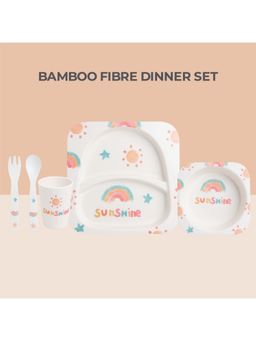 Polka Tots - Eco Friendly 5 Pc Bamboo Fiber Dinner Set For Toddler (Sunshine)