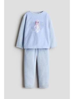 H&M - Girls Blue Printed Velour Pyjamas