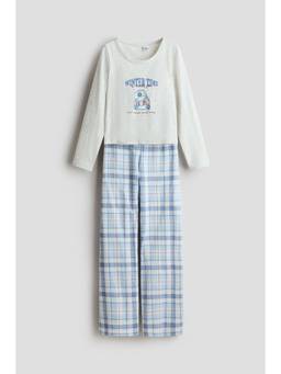 H&M - Girls Blue Print-Motif Cotton Pyjamas