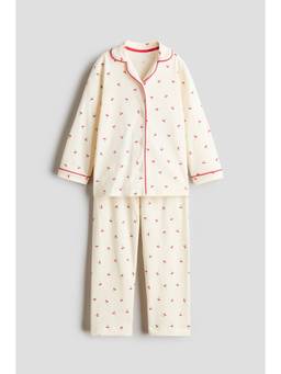 H&M - Girls White Printed Cotton Pyjamas