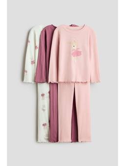 H&M - Girls Multi-Color 3-Pack Cotton Pyjamas