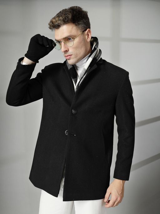 CHKOKKO Mens Black Winter Coat