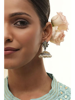 Biba - Women Mint Green Brass Jhumka