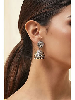 Biba - Women Oxidised Gold Brass Jhumka