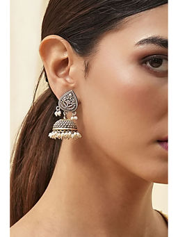 Biba - Women Oxidised Gold Brass Jhumka