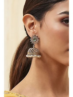 Biba - Women Mint Green Brass Jhumka