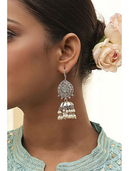 Biba - Women Mint Green Brass Jhumka