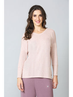 Van Heusen Woman Lingerie and Athleisure - Van Heusen Women V-Neck & Full Sleeve Lounge T-Shirt - Pink