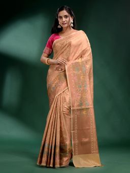 CHARUKRITI - Off White Pure Silk Handwoven Soft Saree with Unstitched Blouse