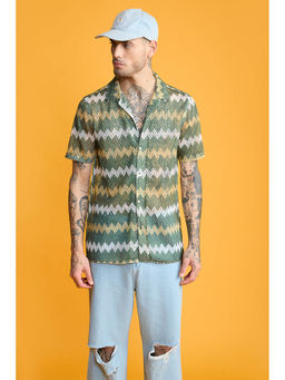 FREAKINS - Green Zig Zag Mesh Shirt