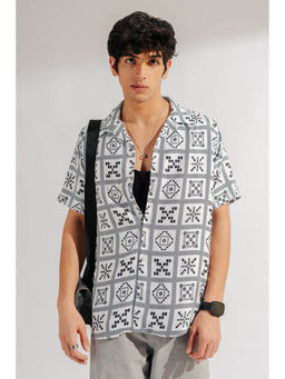 FREAKINS - White Printed Men'S Viscose Shirt