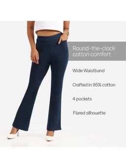 Blissclub - Women Cotton Tall High Waisted with 4 Pockets Flare Pant
