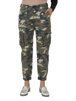 NOBARR - Women Regular Fit Camouflage Full Length Cotton Cargo Jogger