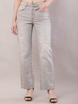 NOBARR - Women Cotton Regular Fit Full Length Grey Stretchable Jeans
