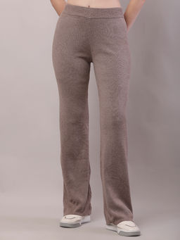 NOBARR - Women Polyester Solid Fleece Warm Brown Trouser