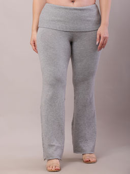 NOBARR - Women Viscose Elastic with Mid Waisted Full Length Grey Trouser