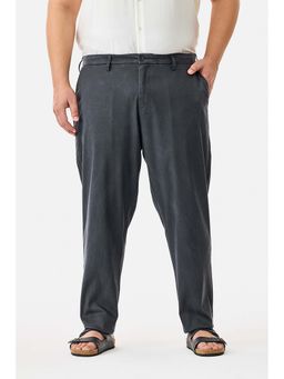 Snitch - Grey Textured Regular Casual Plus Size Trouser for Men