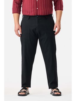 Snitch - Black Textured Regular Casual Plus Size Trouser for Men