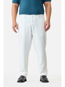 Snitch - White Solid Regular Formal Plus Size Trouser for Men