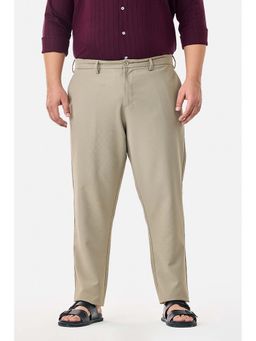 Snitch - Beige Solid Regular Formal Plus Size Trouser for Men