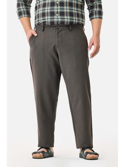 Snitch - Grey Solid Regular Formal Plus Size Trouser for Men