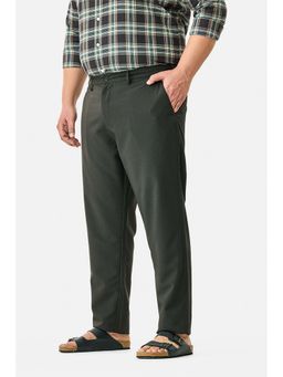 Snitch - Olive Solid Regular Formal Plus Size Trouser for Men