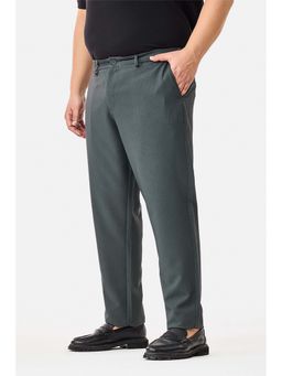 Snitch - Dark Green Solid Regular Formal Plus Size Trouser for Men