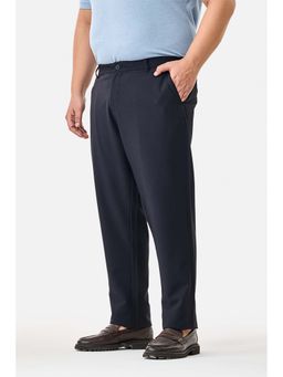 Snitch - Navy Solid Regular Formal Plus Size Trouser for Men