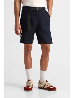 Snitch - Navy Textured Regular Casual Shorts for Men