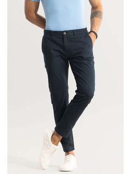 Snitch - Navy Plain Slim Casual Chinos for Men