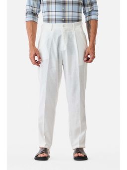 Snitch - White Plain Relaxed Chinos for Men