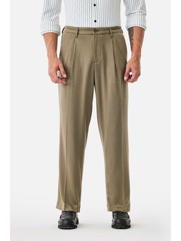 Snitch - Beige Plain Loose Casual Trouser for Men