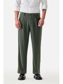Snitch - Green Plain Loose Casual Trouser for Men