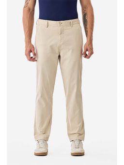 Snitch - Beige Solid Slim Casual Trouser for Men
