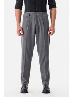 Snitch - Grey Textured Relaxed Casual Trouser for Men