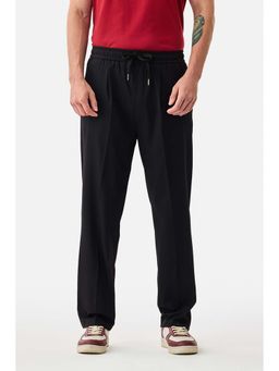 Snitch - Black Textured Relaxed Casual Trouser for Men