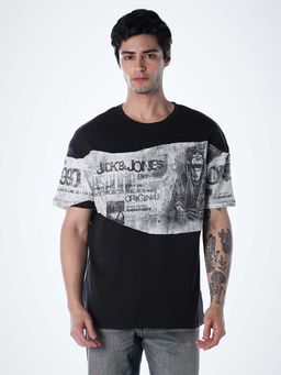 Jack & Jones - Men Oversized Fit Black T-Shirt