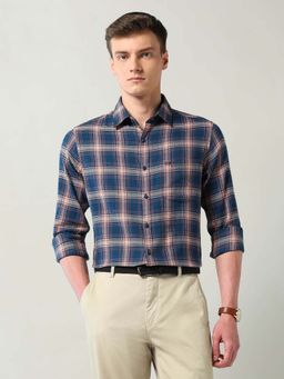 AD By Arvind - Blue Modern Slim Fit Checked Shirt