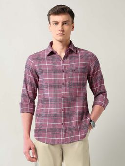 AD By Arvind - Mauve Modern Slim Fit Checked Shirt