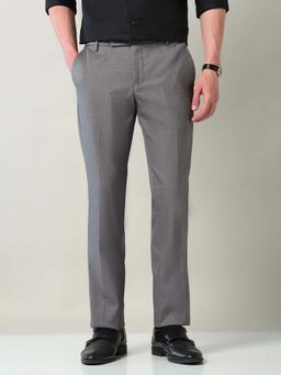 AD By Arvind - Mid Rise Grey Regular Fit Formal Trousers