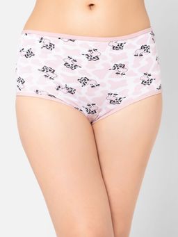 Clovia - High Waist Cow Print Hipster Panty In White - Cotton