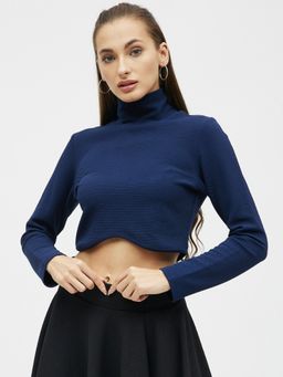 Kibo - Women Poyester Scalloped Hem Crop Top